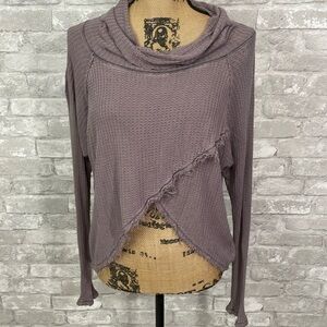 Free People We The Free Taupe Waffle Knit Top